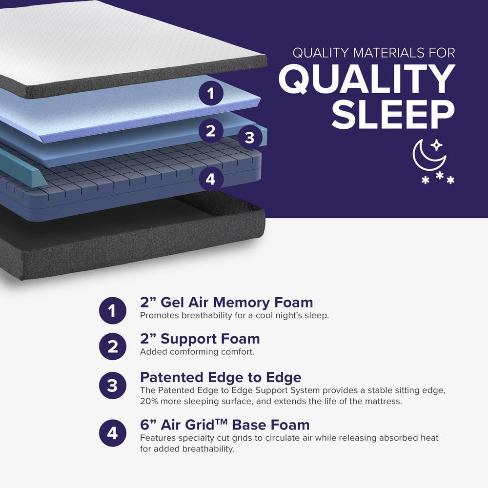 Split King Adjustable Bed with Gel Memory Foam Mattress in White Linen