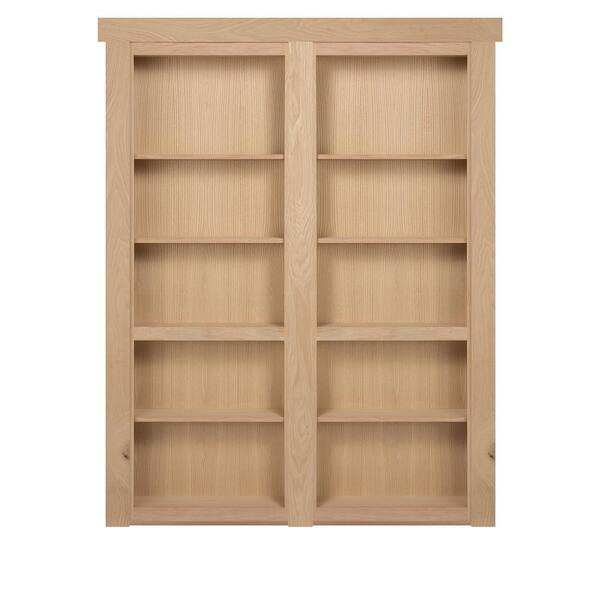 The Murphy Door - 48 in. x 80 in. Flush Mount Assembled Oak Unfinished Universal Solid Core Interior French Bookcase Door