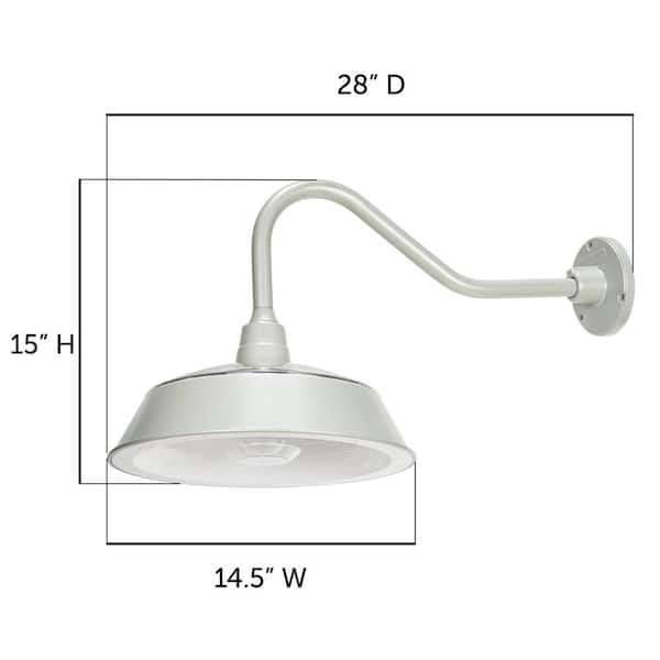 Cottage Grey Aluminum Solar Barn Light Dusk-to-Dawn Outdoor Integrated Warm White LED Wall Barn Light for Garage