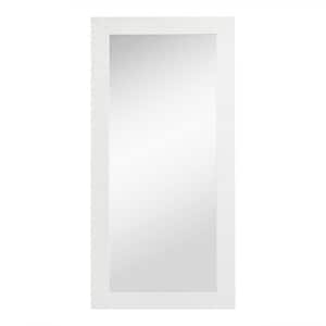 White 31.5 in. W x 65.5 in H Mosaic Style Full Length Rectangle Mirror Standing Hanging or Leaning, Modern Framed mirror