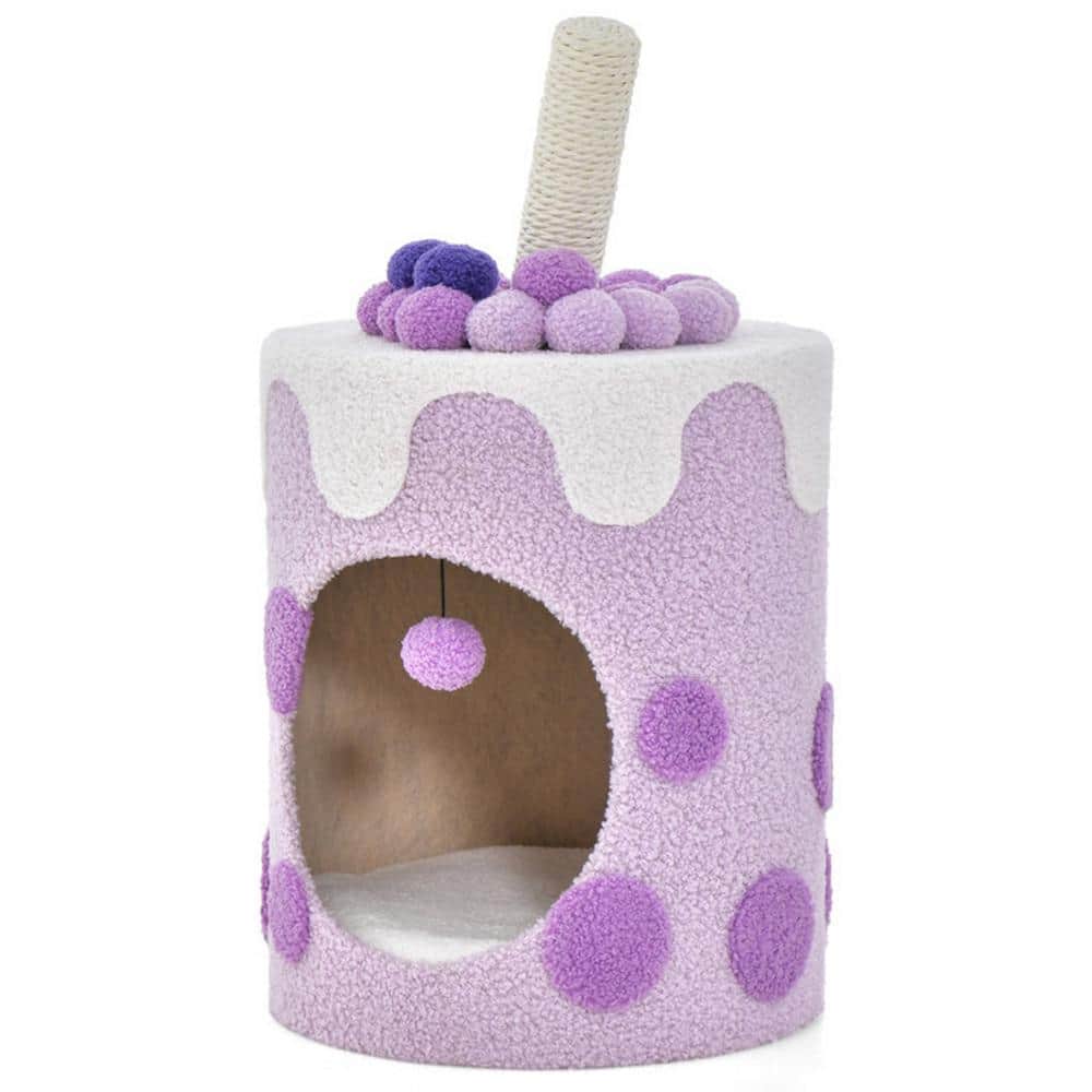 Purple Bubble Tea Cat Tree Tower with Sisal Scratching Post