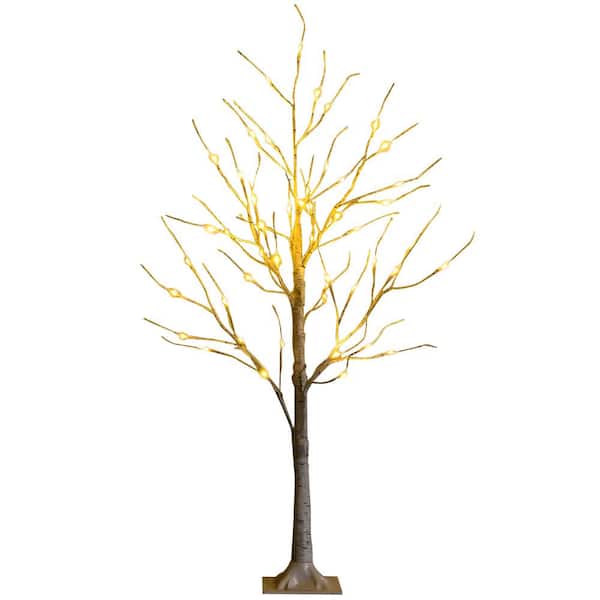 4 ft. White Pre-Lit Twig Birch Artificial Christmas Tree for Christmas Holiday with 48 LED Lights