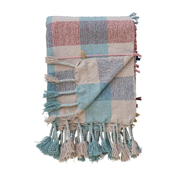 Storied Home Multicolor Woven Recycled Cotton Blend Throw Blanket