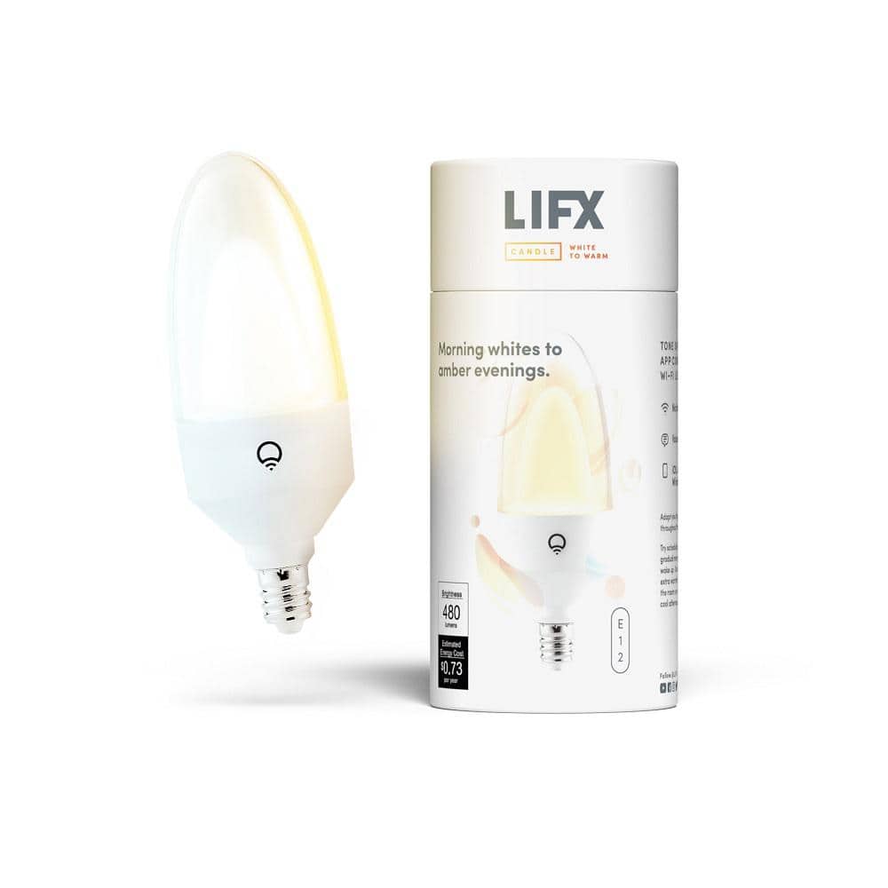 LIFX 40-Watt Equivalent B10 E12 Smart Wi-Fi LED Light Bulb, Works with Alexa/Hey Google/HomeKit/Siri, Tunable White 1-Pack -  LCDDE12US