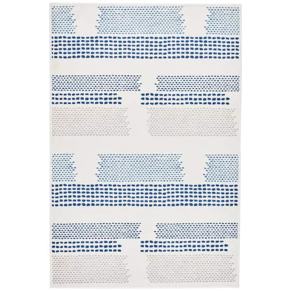 Tread Lightly Machine Washable Navy 4 ft. x 6 ft. Indoor Area Rug