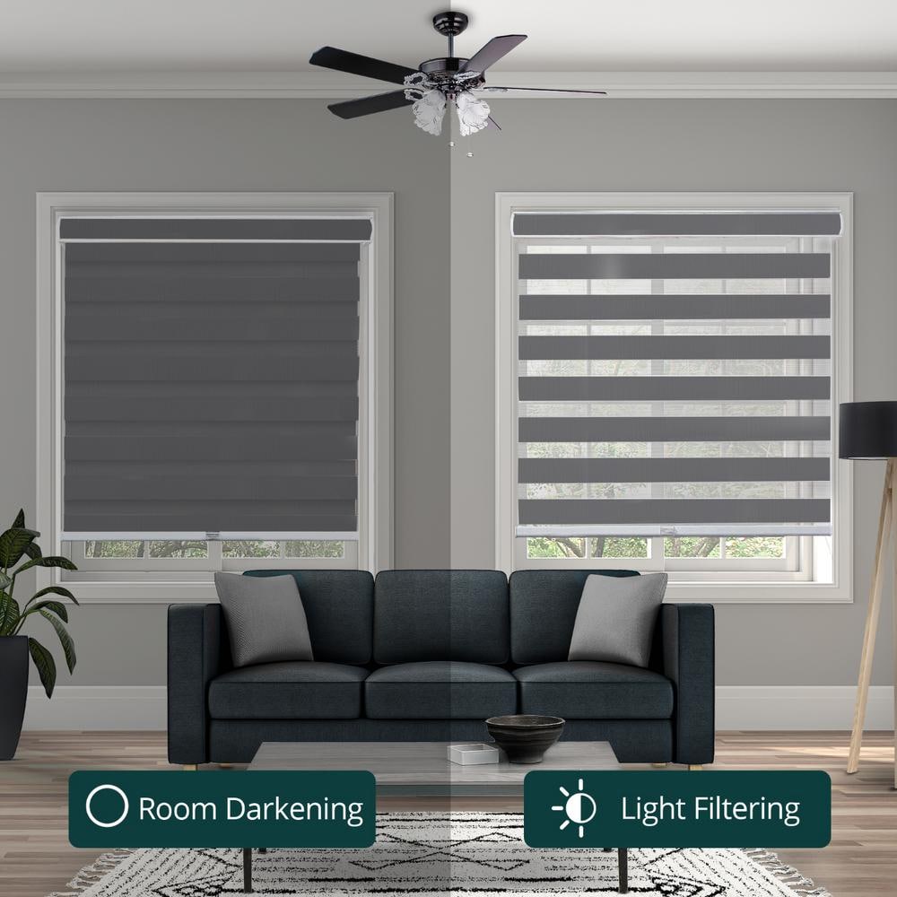 Gray Cordless Light Filtering Zebra Roller Shade 20" x 72"