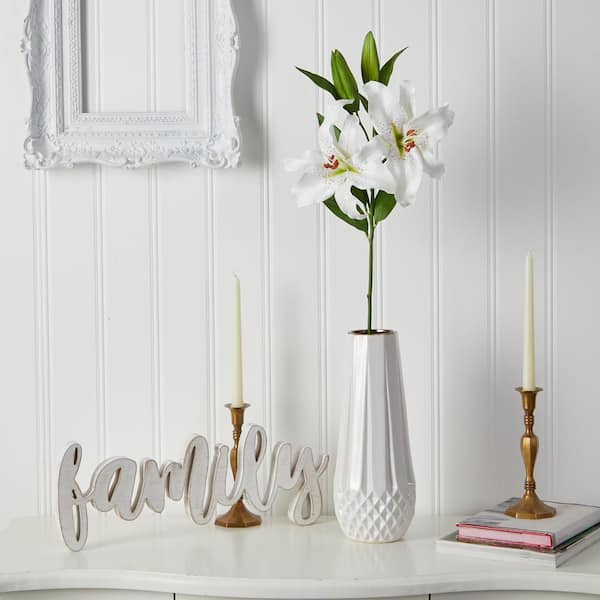Nearly Natural 31 in. Artificial Ruburn Lily Flower (Set of 2)