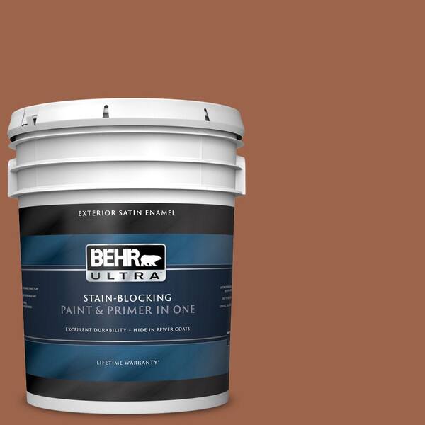 BEHR ULTRA 5 gal. #UL120-4 Antique Copper Satin Enamel Exterior Paint and Primer in One