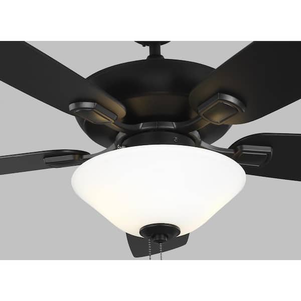 Generation Lighting - Colony Max Plus 52 in. Matte Black Ceiling Fan with Black and American Walnut Reversible Blades and LED Light Kit