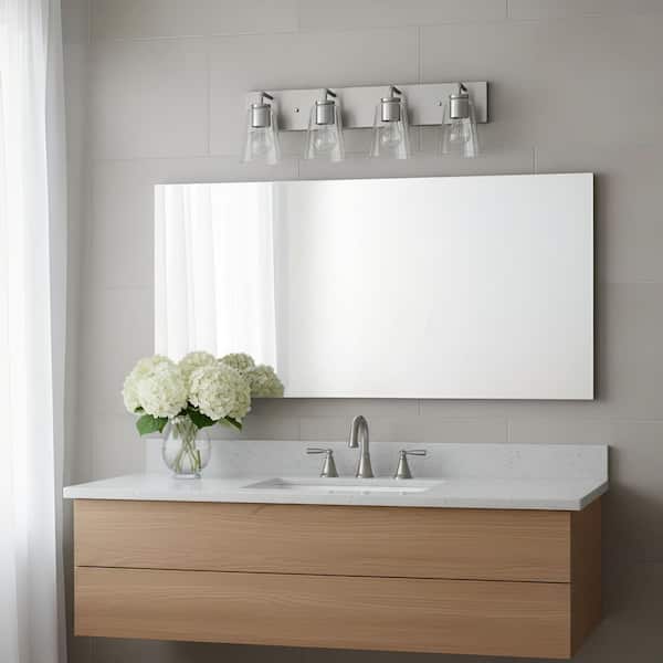 Miles 25 in. W x 8 in. H 4-Light Brushed Nickel Dimmable Extra Large Bathroom Vanity Light with No Bulbs Included