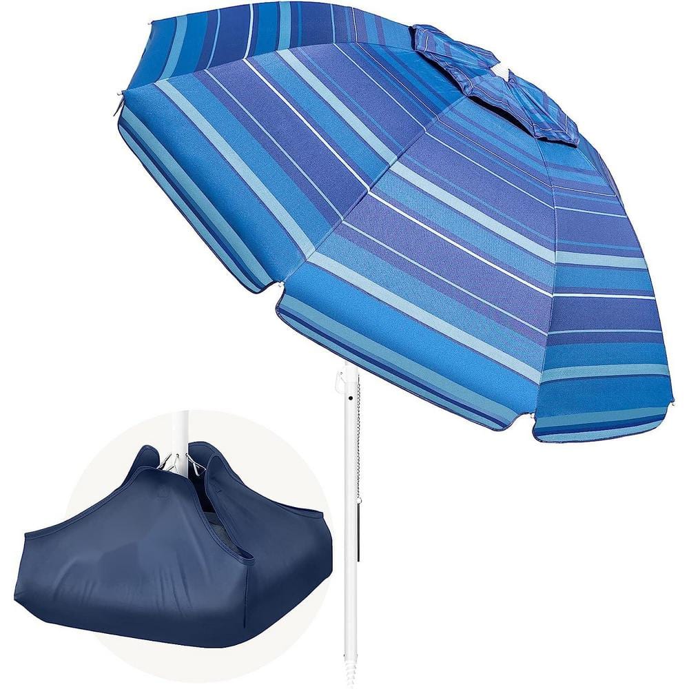 Beach Umbrella with Sand Bag 6.5 ft. Beach Umbrella with Sand Anchor in Dar