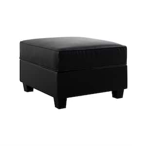 25.79 in. Faux Leather Square Ottoman Module for Sectional Sofa, Square Seat Cube in Black