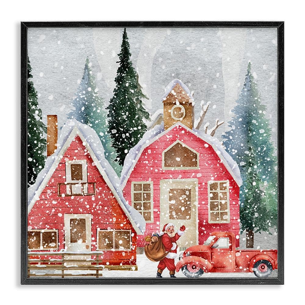 Red Barn Santa Delivery by Jesse Keith 1 Piece Black Framed Giclee Religious Art Print 17 in. x 17 in. price history on PriceWatchPro