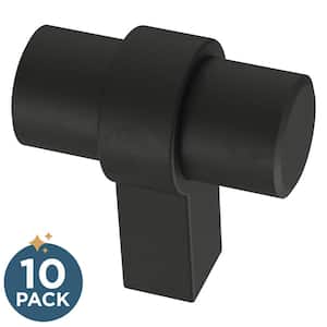 Simple Wrapped Bar 1-1/4 in. (32 mm) Matte Black Cabinet Knob (10-Pack)