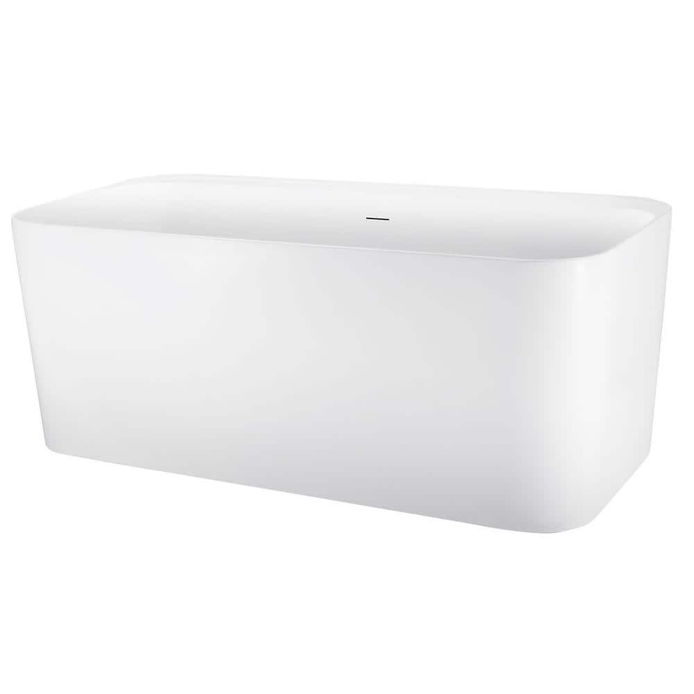 Contemporary 59.06 in. x 28.74 in. Soaking Bathtub with Right Drain in Whit