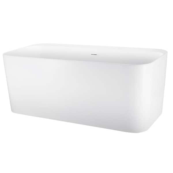 Aoibox Contemporary 59.06 in. x 28.74 in. Soaking Bathtub with Right Drain in White