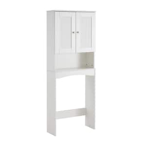 23.6 in. W x 61.8 in. H x 9 in. D White MDF Over-the-Toilet Storage Bathroom Storage Cabinet with Adjustable Shelves