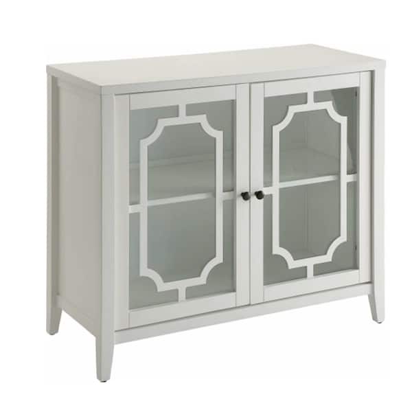 ATHMILE 34 in. White Standard Rectangle Wood Console Table