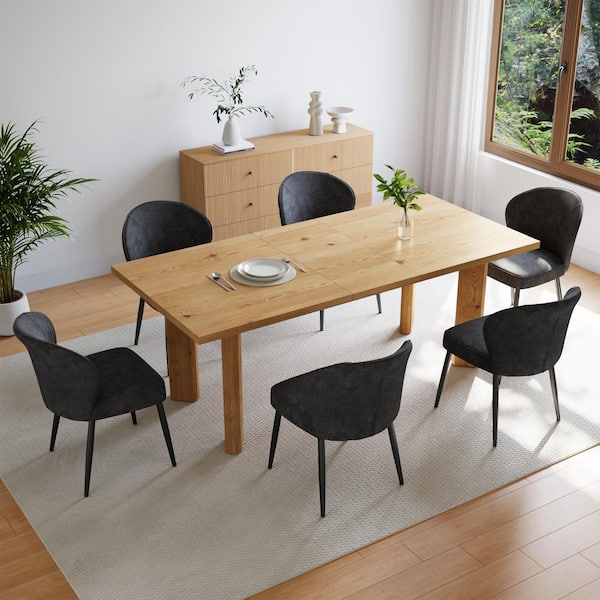 Go Janel GOJANE Modern 7-Piece Extendable Rectangle Oak MDF Top Dining Room Set ...