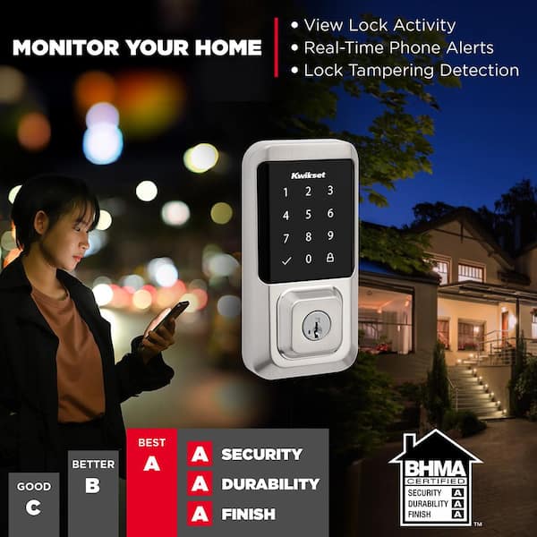 HALO Satin Nickel Single-Cylinder Electronic Smart Lock Deadbolt Featuring SmartKey Security, Touchscreen and Wi-Fi