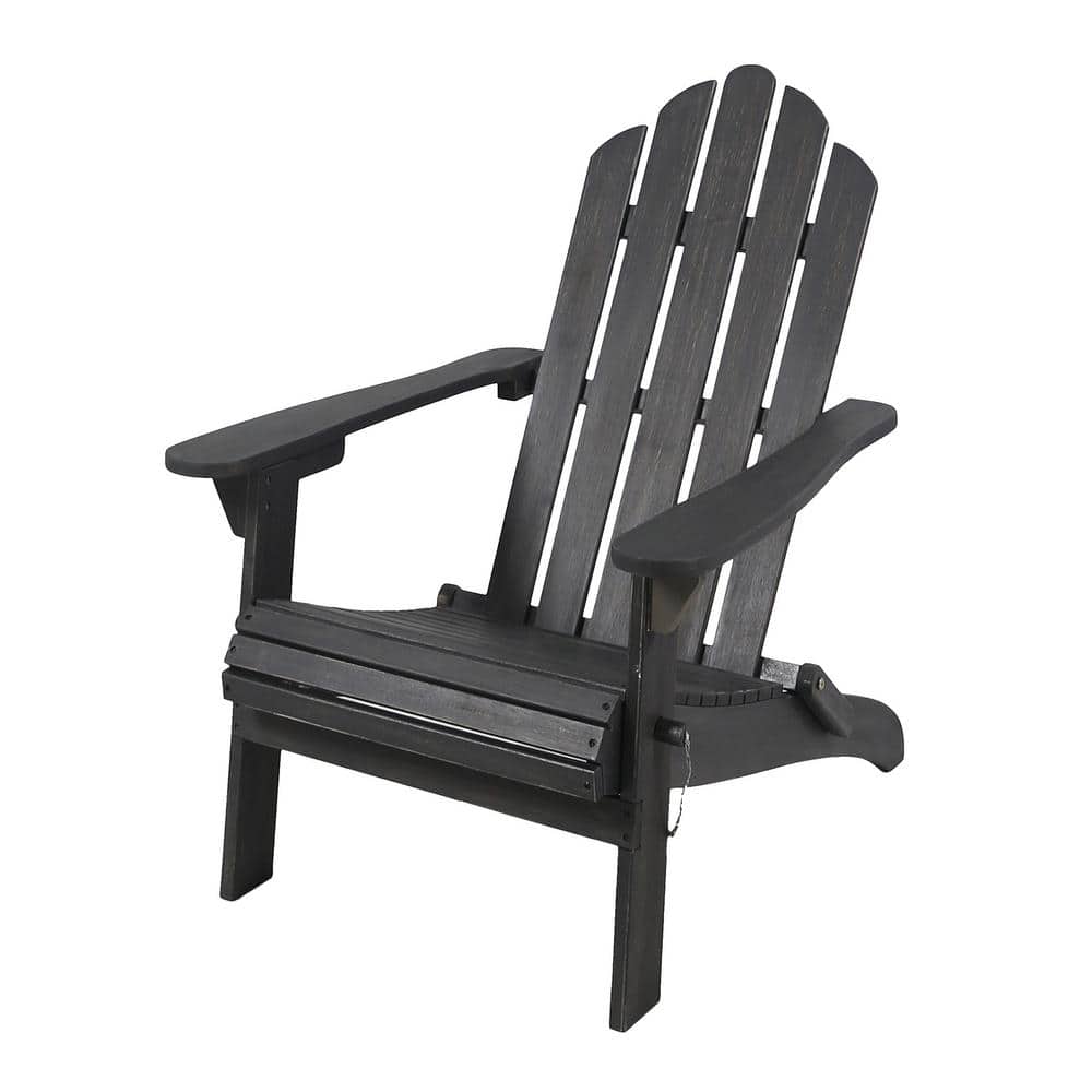 Tidoin Classic Dark Gray Foldable Wood Adirondack Chair BaiYDW10375