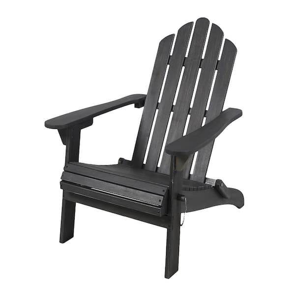 Tidoin Classic Dark Gray Foldable Wood Adirondack Chair Bai-YDW1-0375 ...