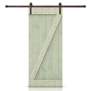 Z Bar Series 38 in. x 84 in. Solid Sage Green Stained DIY Pine Wood Interior Sliding Barn Door with Hardware Kit