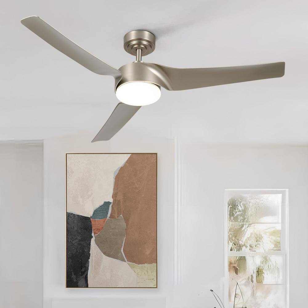 52" Nickel Smart Ceiling Fan with Dimmable LED Light and Remote