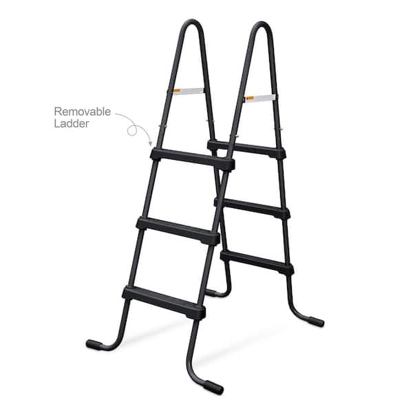 SureStep Black A-Frame Metal Ladder 3-Step for 42 in. Tall Above Ground Pool
