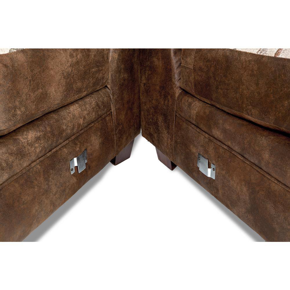 Mahogany Brown Microfiber Two-Piece Sectional Sofa with Nailhead Trim
