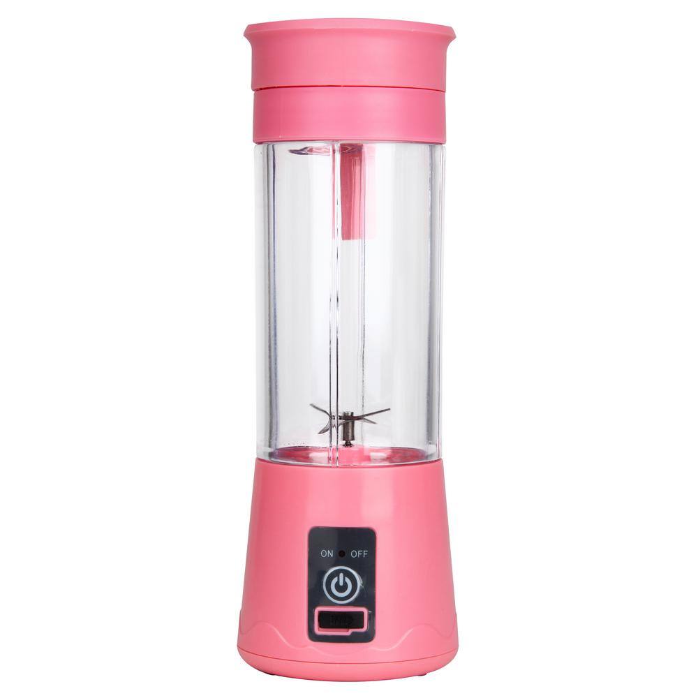 Mind Reader 12.8 oz. Single Speed Pink Portable Handheld Blender with 6