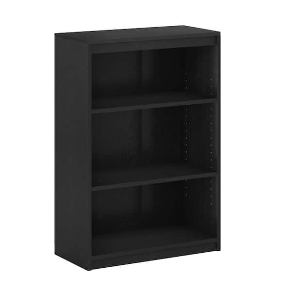 Furinno Gruen 35.9 in. Blackwood 3-Shelf Standard Bookcase with Adjustable Shelves