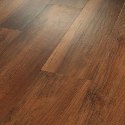 Shaw Newcastle Chateau Walnut 12-mil x 7-in W x 48-in L Waterproof Interlocking Luxury Vinyl Plank Flooring