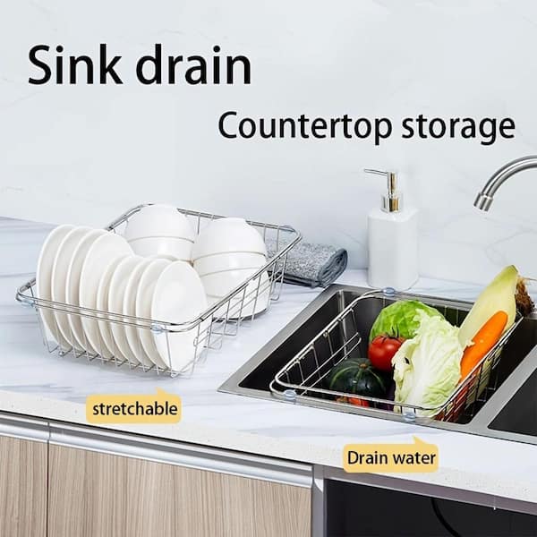 Adrinfly Stainless Steel Sink Grid Protector Dish Rack