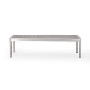 Cape Coral 16 in. 3-Person Silver Aluminum Outdoor Patio Dining Bench