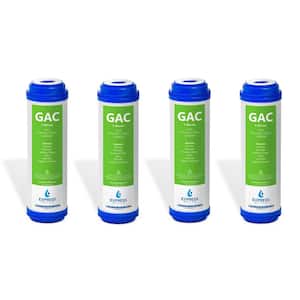 4 Pack Post Activated Carbon Water Filter Replacement - 5 Micron - Under Sink Reverse Osmosis System