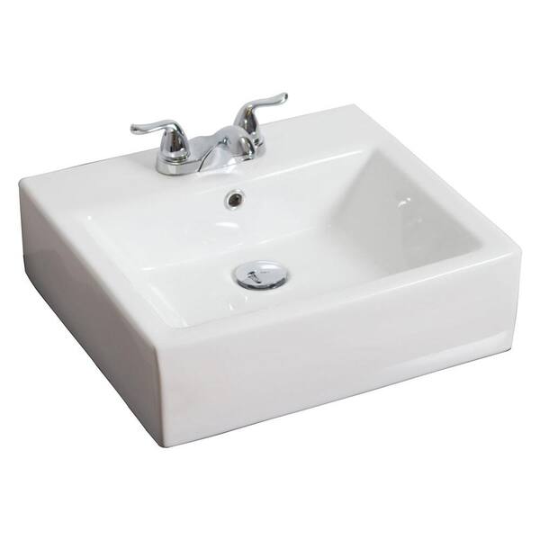 American Imaginations 20-in. W x 18-in. D Above Counter Rectangle Vessel Sink In White Color For 4-in. o.c. Faucet