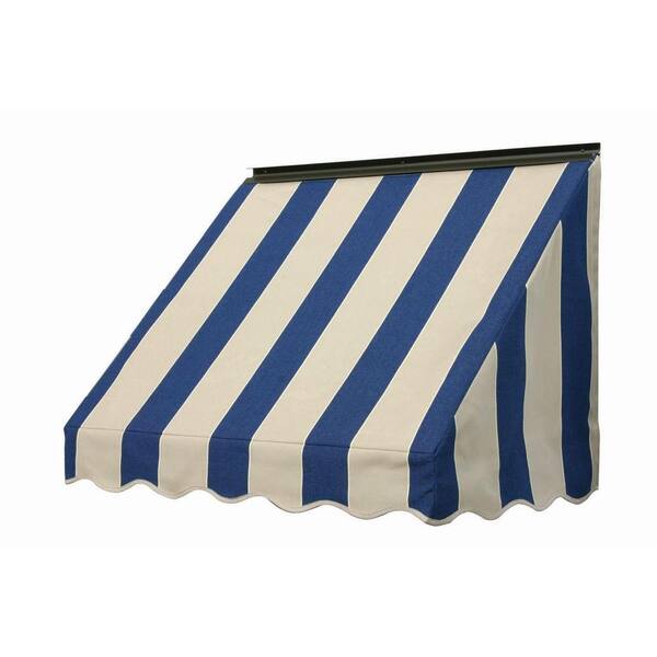 NuImage Awnings 3 ft. 3700 Series Fabric Window Fixed Awning (23 in. H x 18 in. D) in Mediterranean/Canvas Block Stripe