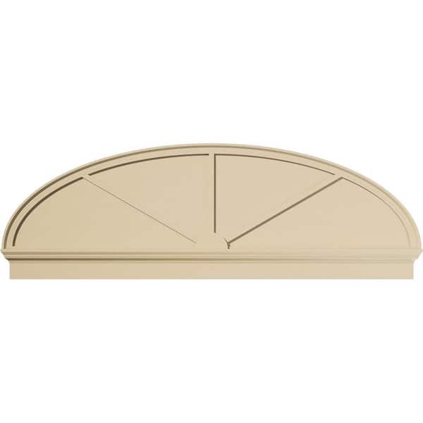 Ekena Millwork 80 in. W x 26-7/8 in. H x 2-3/4 in. P Elliptical 3 Spoke Signature Urethane Combination Pediment, Primed Tan