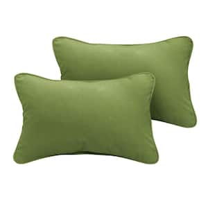 Sunbrella Cilantro Green Rectangular Outdoor Corded Lumbar Pillows (2-Pack)