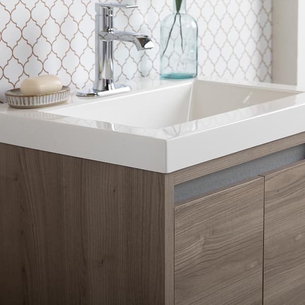 Project Source 24-in Gray Single Sink Bathroom Vanity with White Cultured  Marble Top in the Bathroom Vanities with Tops department at