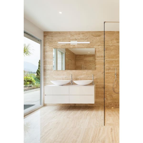 Lithonia Lighting FMVCSLS 3 ft. Chrome LED Selectable Color Temperature 3000/3500/4000K Dimmable LED Contemporary Square Vanity Light