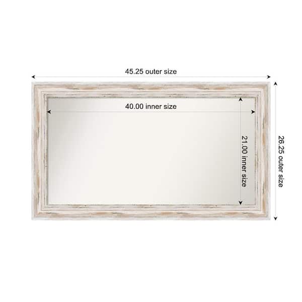 Amanti Art Alexandria Whitewash 45.25 in. x 26.25 in. Custom Non-Beveled Wood Framed Bathroom Vanity Wall Mirror