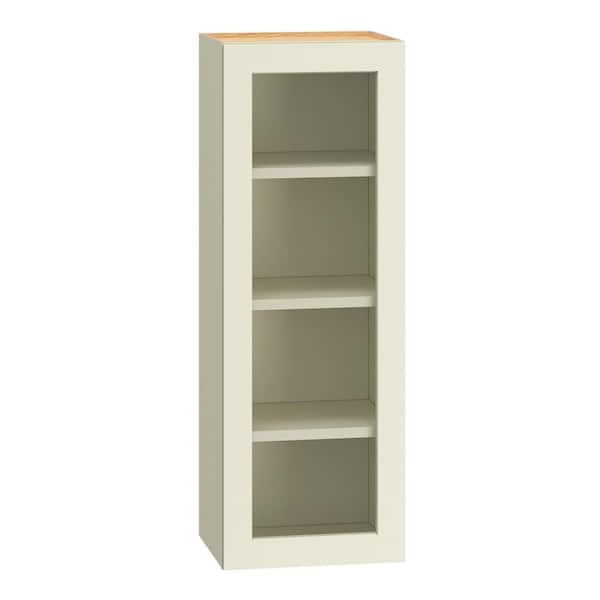 QuickShip Cottage 15 in. W x 12 in. D x 42 in. H Assembled Plywood Cut for Glass Specialty Wall Cabinet in Starlight