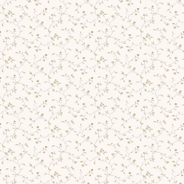 Unbranded Miniatures 2-Beige/Cream Mini Floral Vine Design Matte Finish Non-Pasted Vinyl Non-Woven Wallpaper Sample