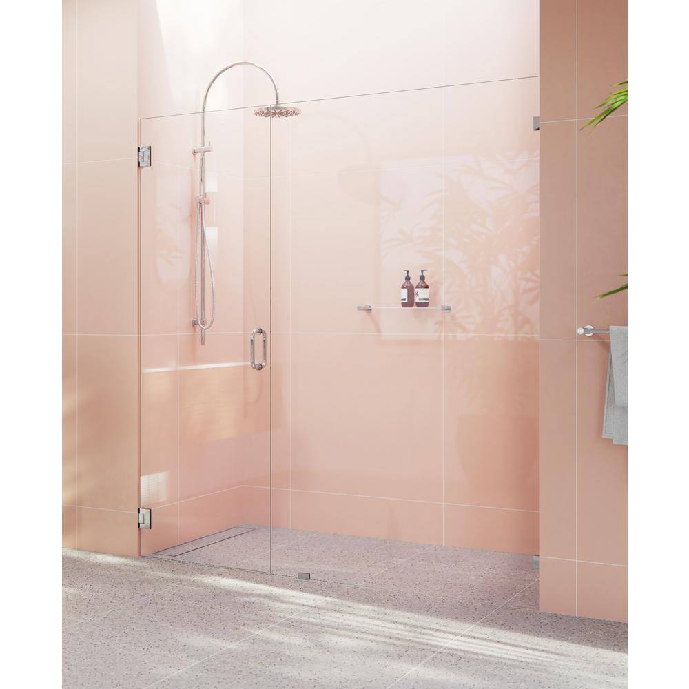 Illume 76.25 in x 78 in Frameless Clear Glass Shower Door with Polished Chrome Hardware