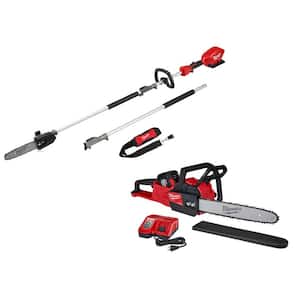 M18 FUEL 10 in. 18V Lithium-Ion Brushless Cordless Pole Saw with 16 in. Cordless Electric Chainsaw Kit