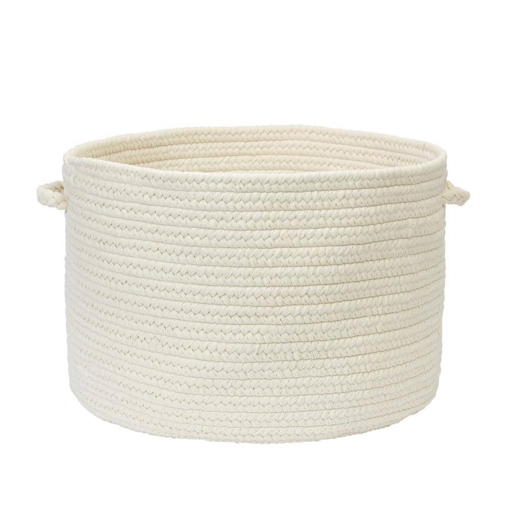 Boca Raton White 18" Handmade Polypropylene Braided Basket