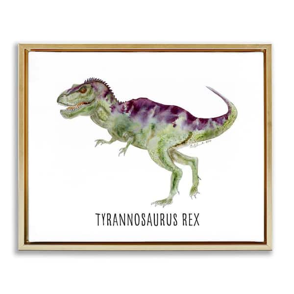 Stupell Industries Tyrannosaurus Rex Dinosaur Learning by Brett Blumenthal Gold Floater Frame Animal Graphic Art Print 25 in. x 31 in.