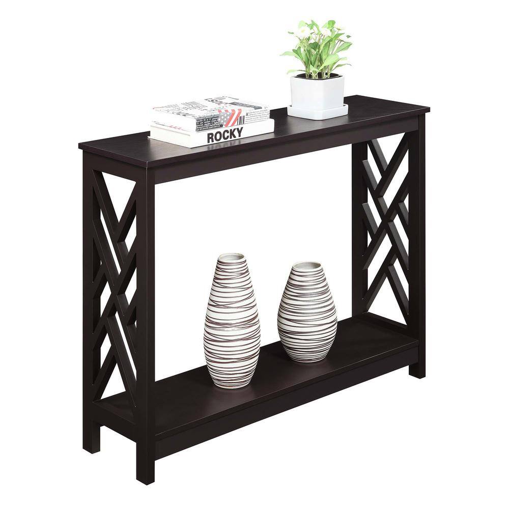Espresso Finish Sleek 40" Transitional Wood Console Table with Shelf